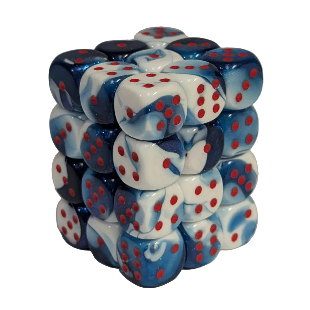 chessex dice block blue white red