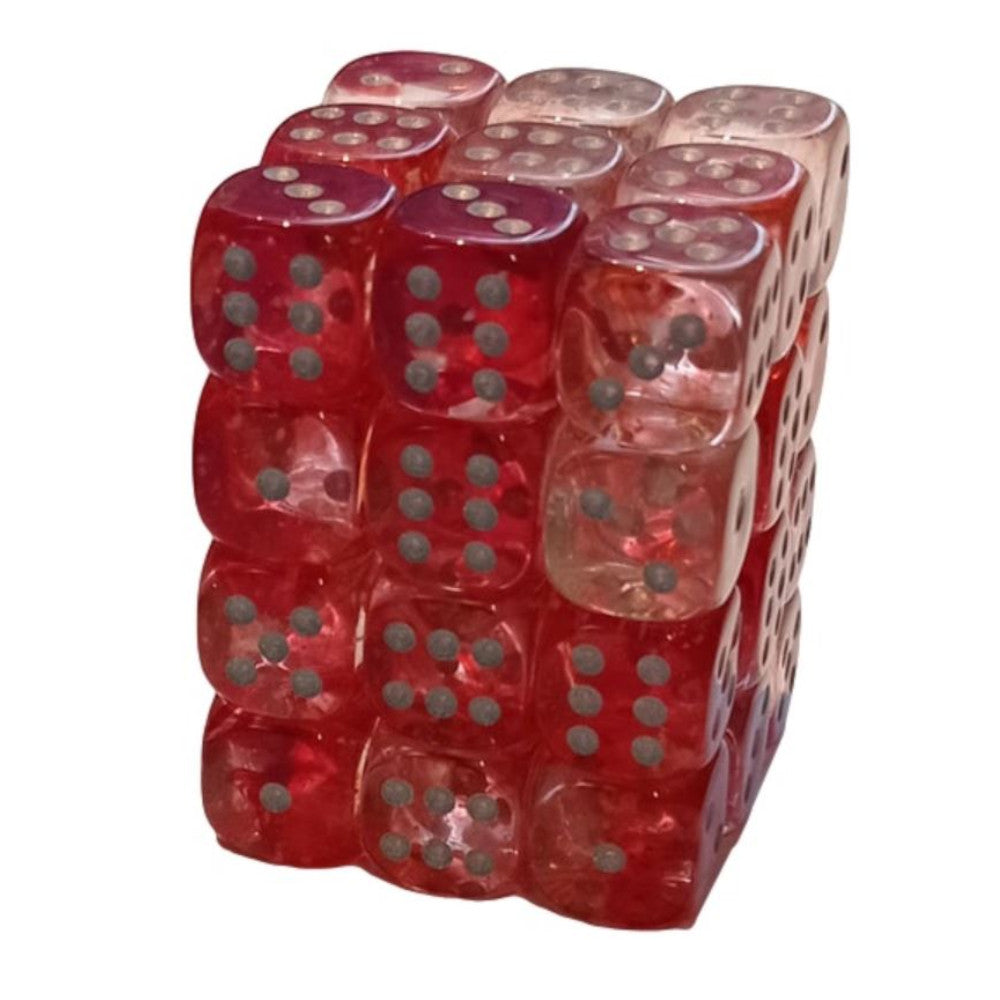 chessex dice block red glow silver