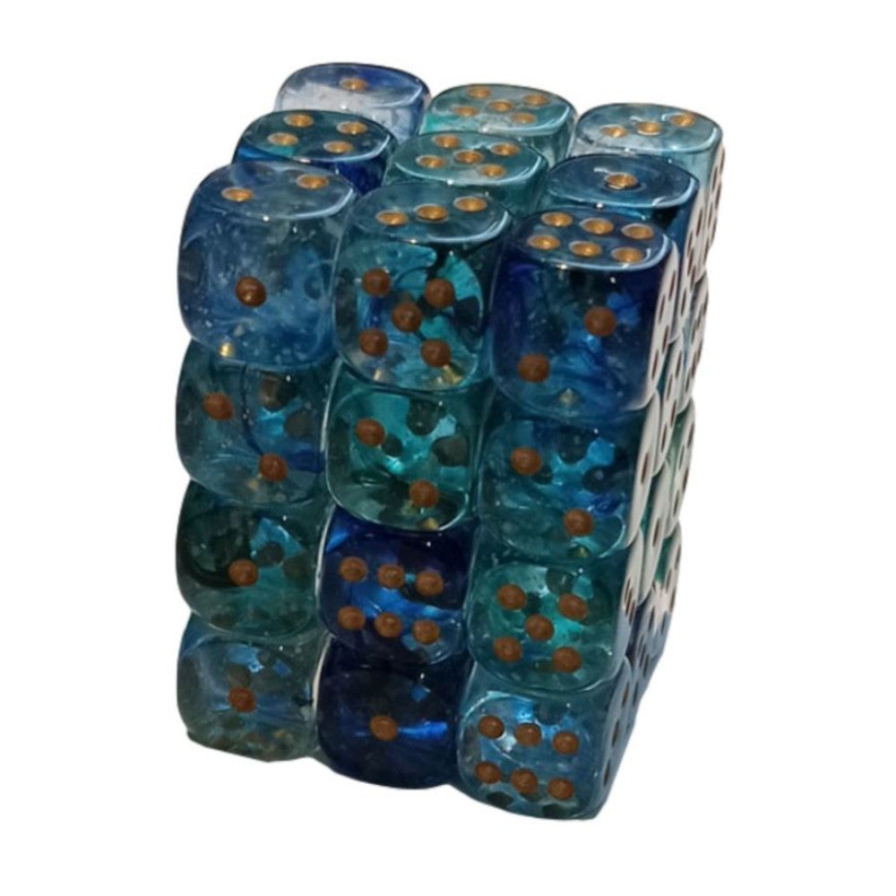 chessex dice block oceanic blue gold