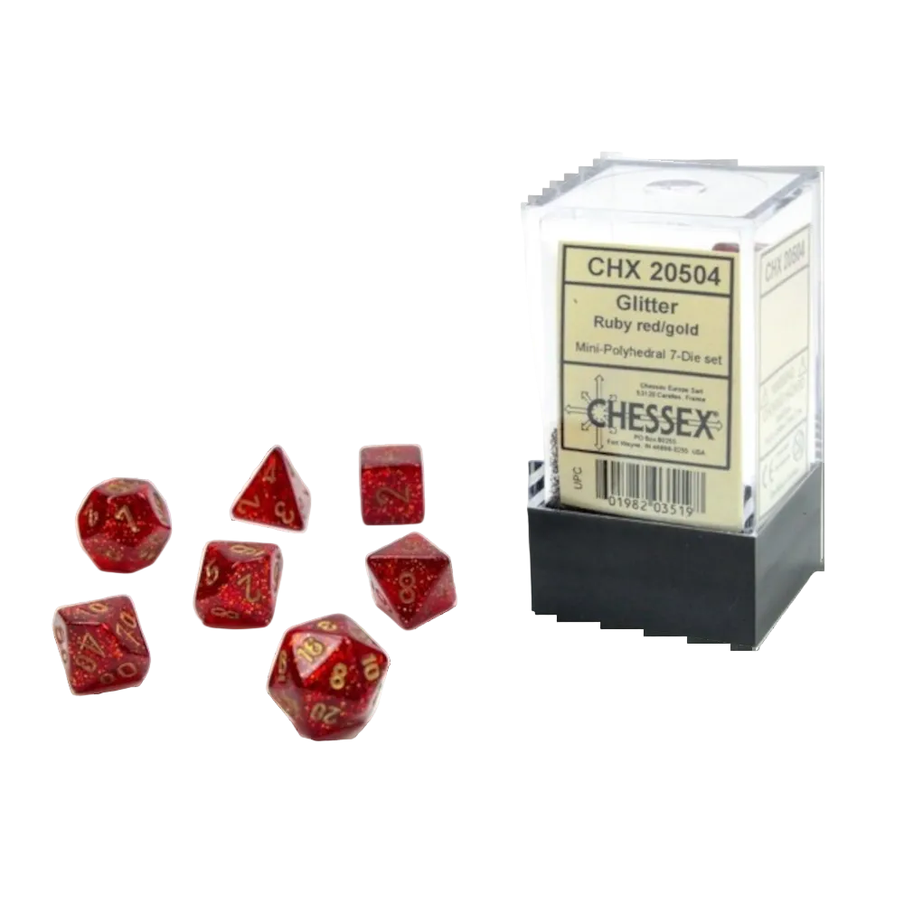 chesex ruby red gold glitter dice