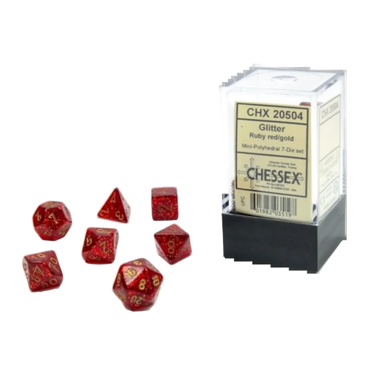 chesex ruby red gold glitter dice