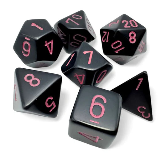 Chessex Opaque Black/pink Polyhedral 7-Dice Set