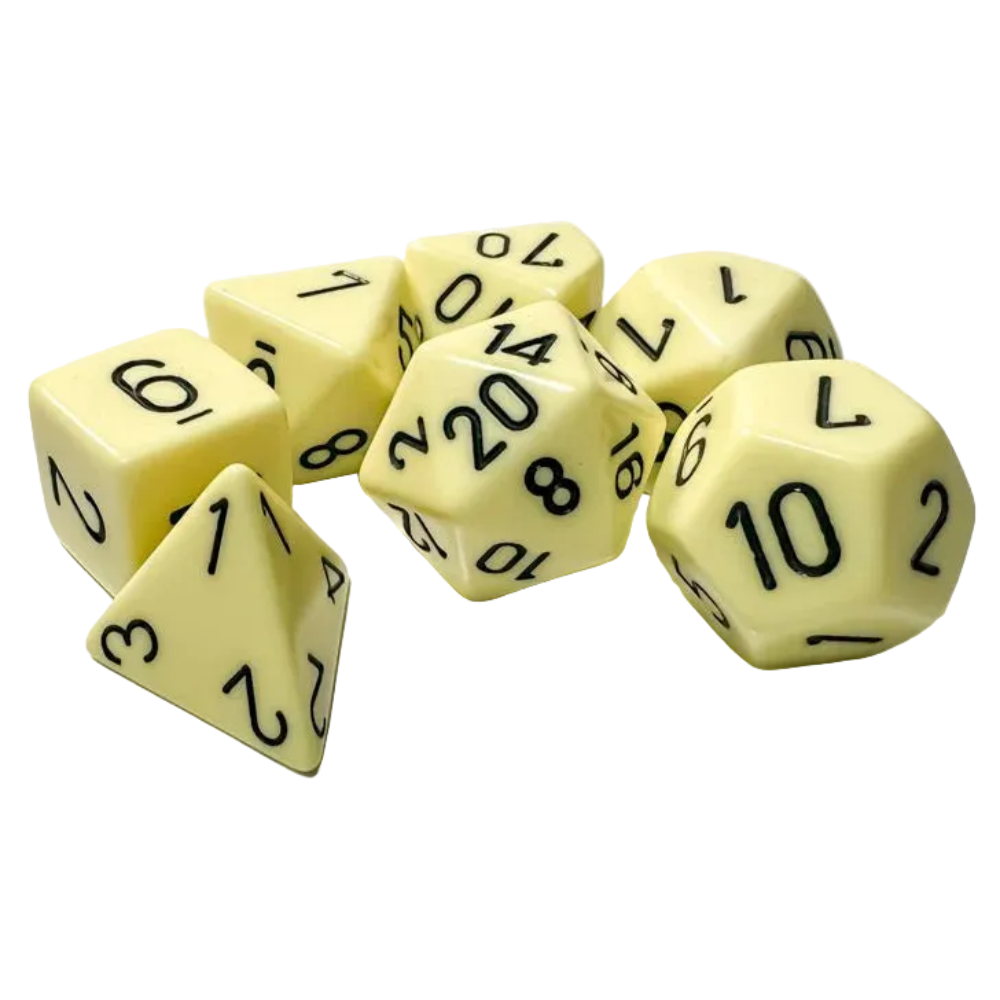 chessex opaque pastel yellow seven dice set