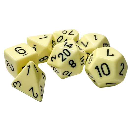 chessex opaque pastel yellow seven dice set