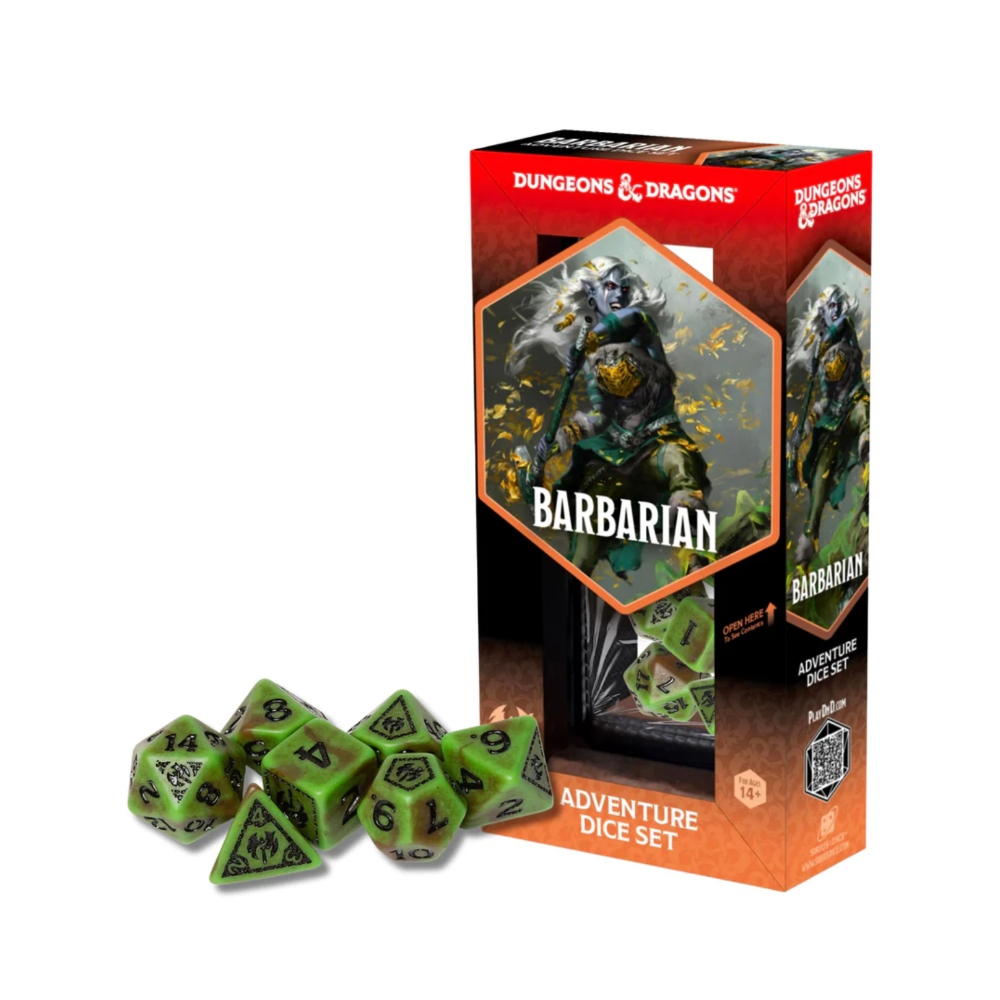 dungeons dragons adventure dice set barbarian green brown