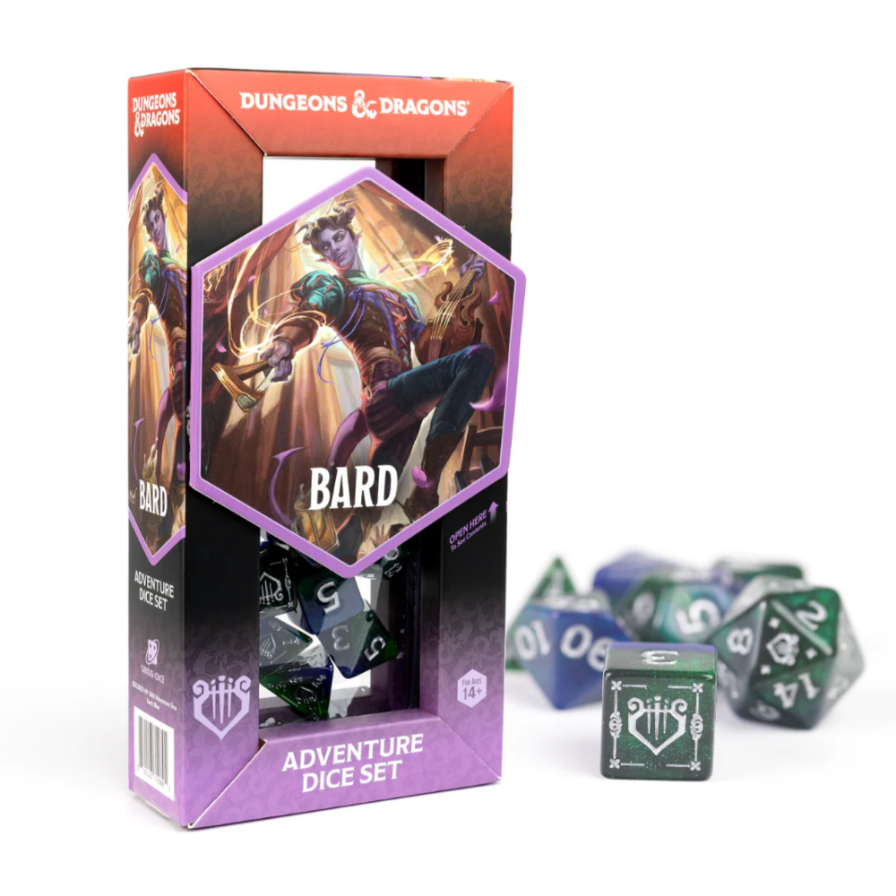 dungeons dragons adventure dice set bard green blue