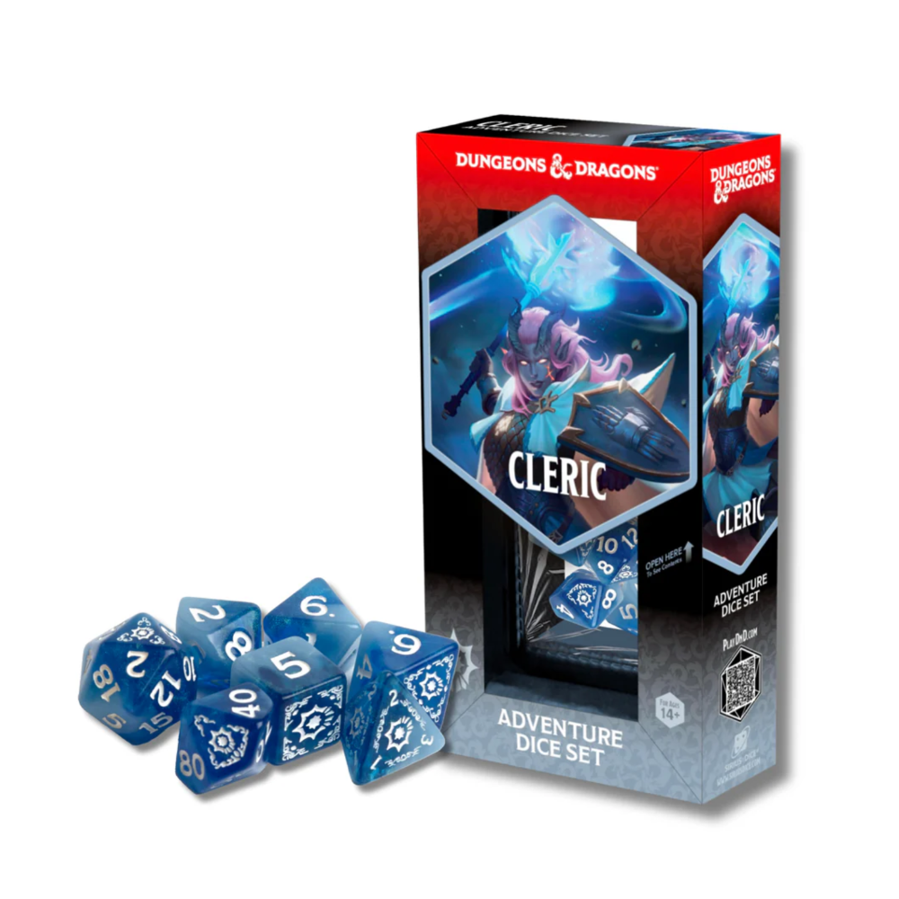 dungeons dragons adventure dice set cleric blue white