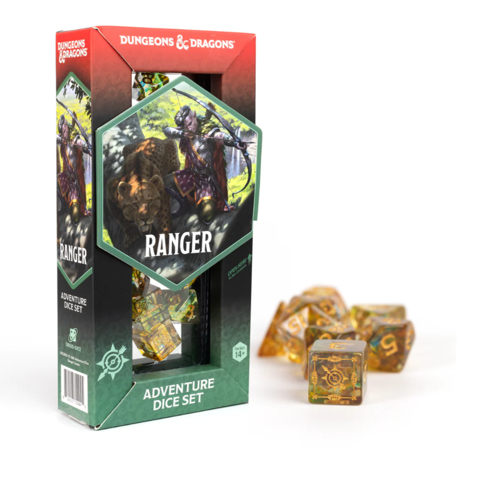 dungeons dragons adventure dice set gold green ranger