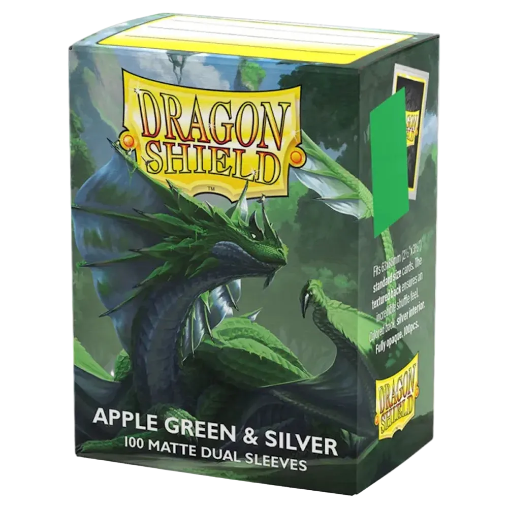 dragon shield apple green silver dual matte card sleeve