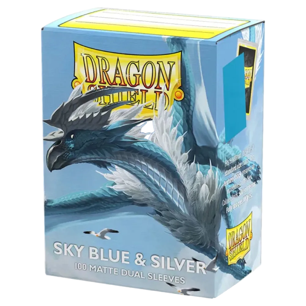 dragon shield sky blue silver dual matte card sleeve