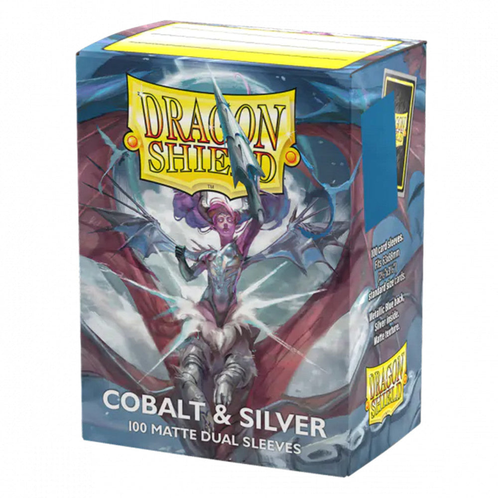 dragon shield matte dual card sleeves cobalt silver