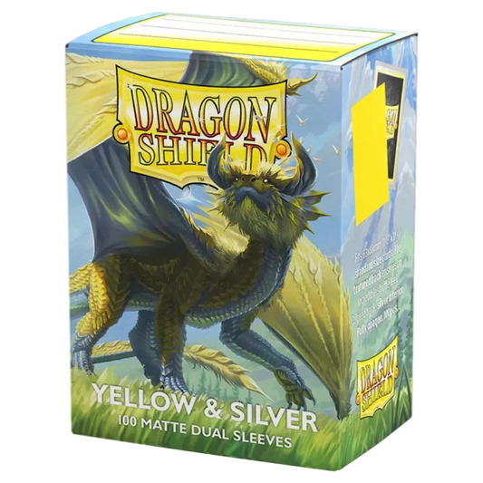 dragon shield yellow silver dual matte sleeve from arcane tinmen