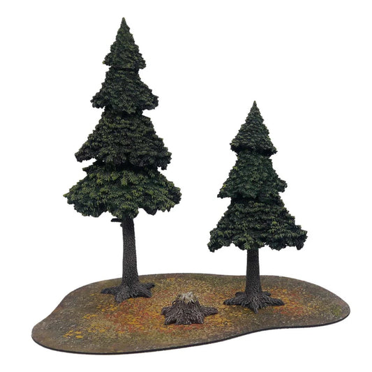 evergreen pine forest monster fight club scenery