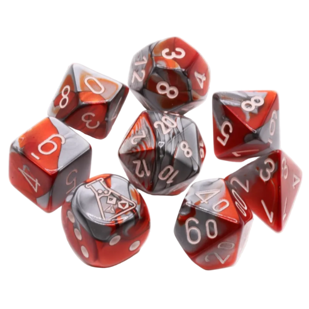 gemeni steel red white dice set