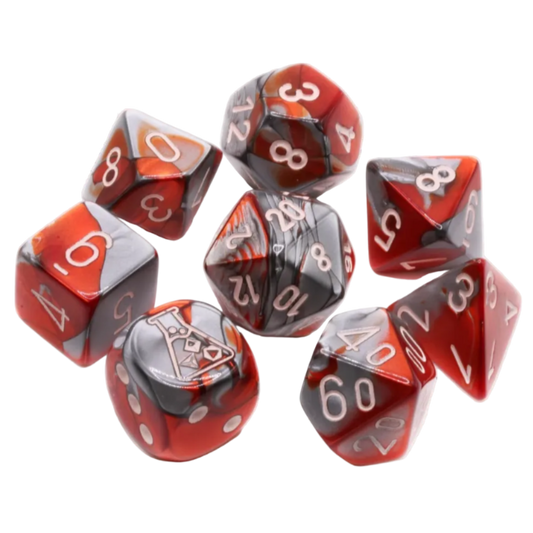 gemeni steel red white dice set
