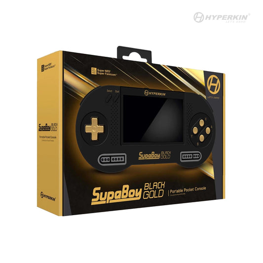 hyperkin supaboy black gold super nintendo snes handheld