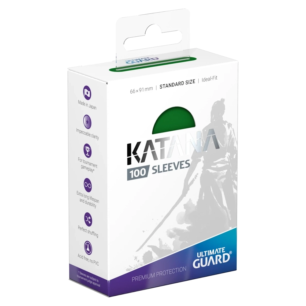 premium card game sleeve green katana