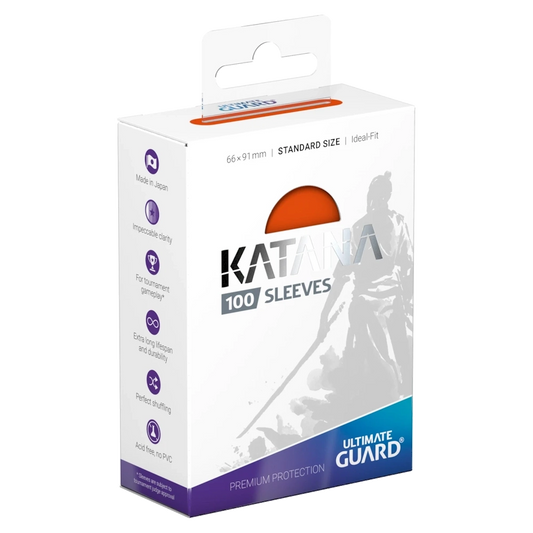 premium trading card sleeves orange standard size katana