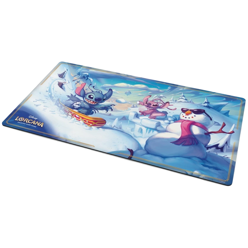disney lorcana play mat snowboarding stitch trading card game
