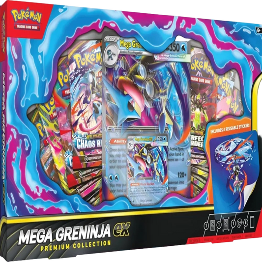 Pokémon Mega Greninja EX Premium Collection packaging with colorful design