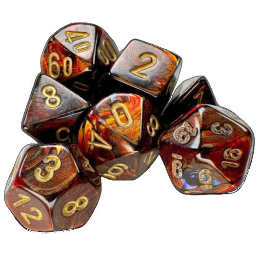 chessex blue blood gold mini seven set dice