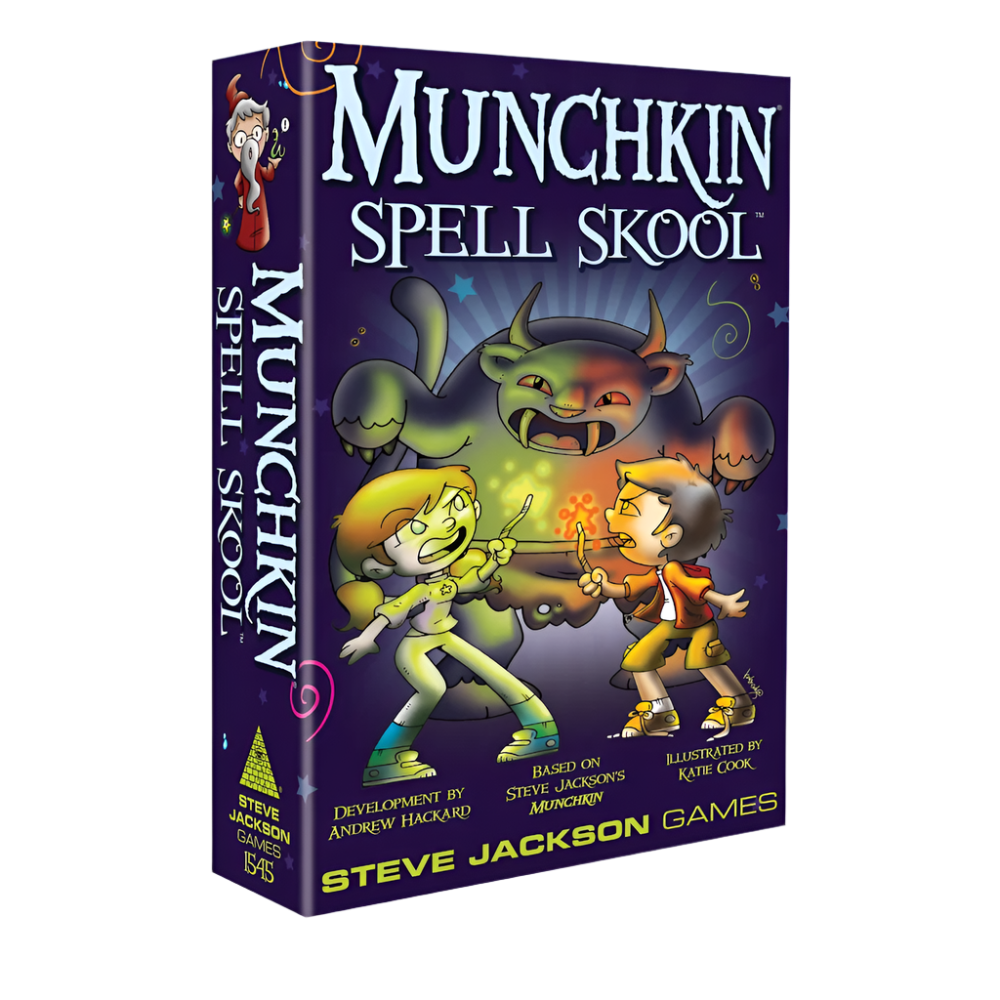 munchkin spell skool steve jackson cards andrew hackard kate cook