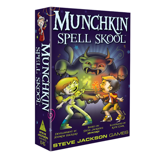 munchkin spell skool steve jackson cards andrew hackard kate cook