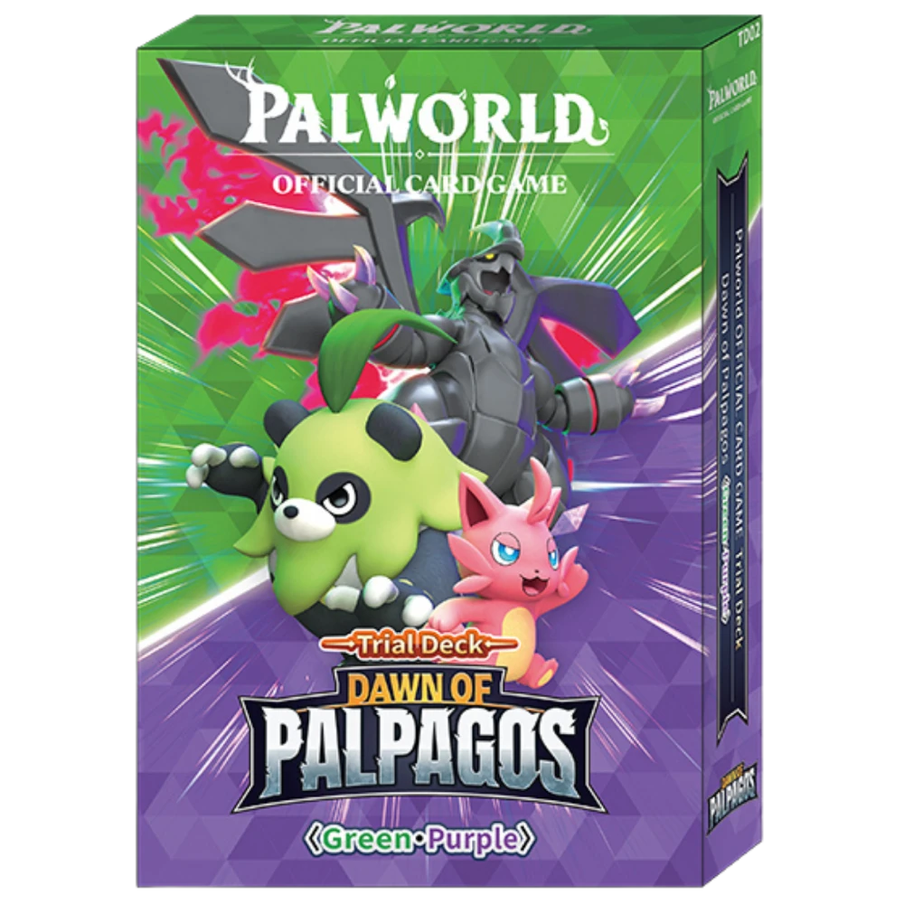 palworld official card game trail deck green purple dawn of palpagos