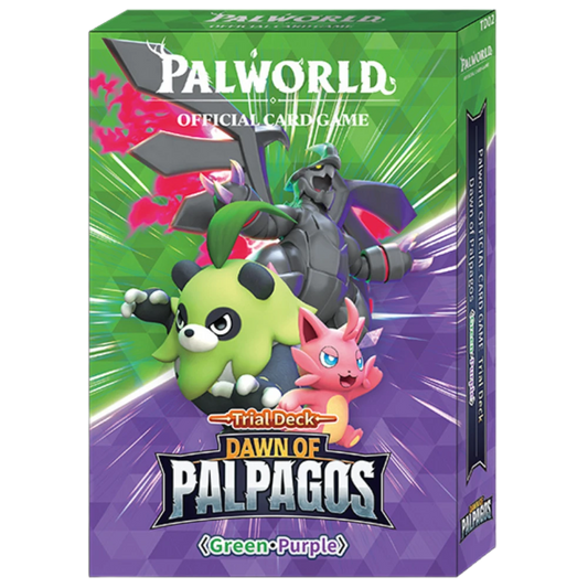 palworld official card game trail deck green purple dawn of palpagos