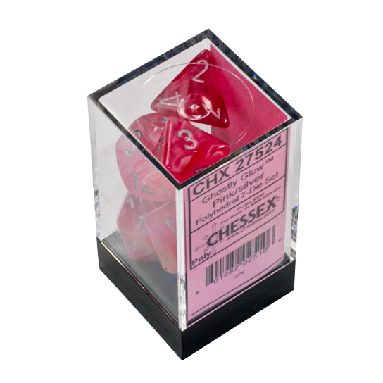 pink silver ghostly glow chessex set of 7