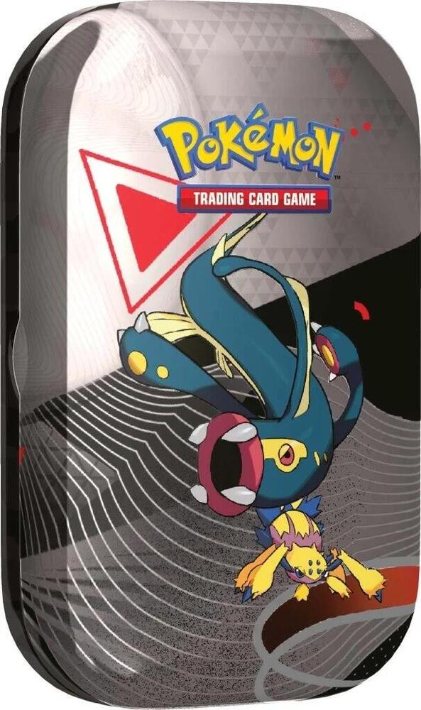 Pokémon Trading Card Game tin with a Pokémon character on a black and gray background