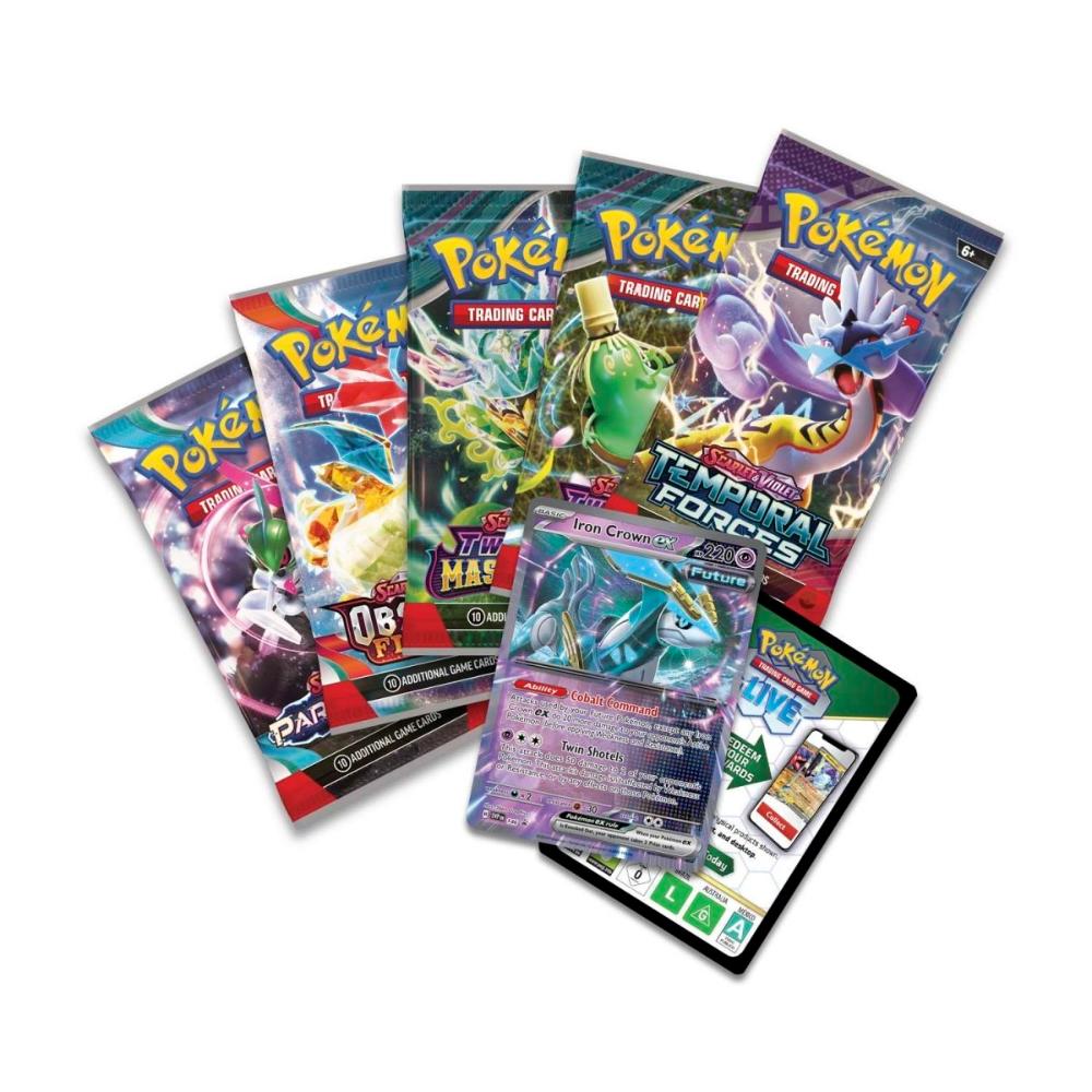 Pokemon Pikachu paradox destinies iron crown ex tin contents
