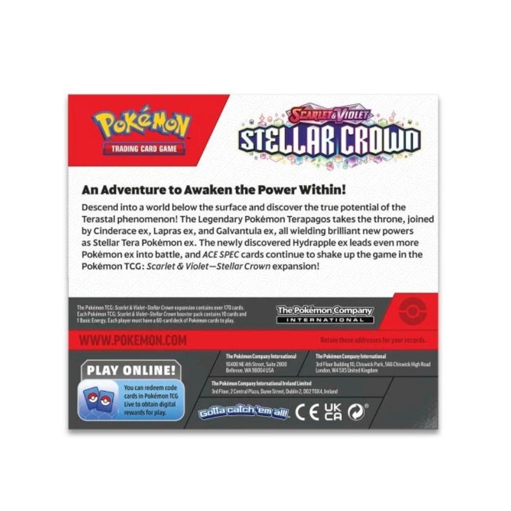 Pokemon Pikachu scarlet violet stellar crown sealed booster box back