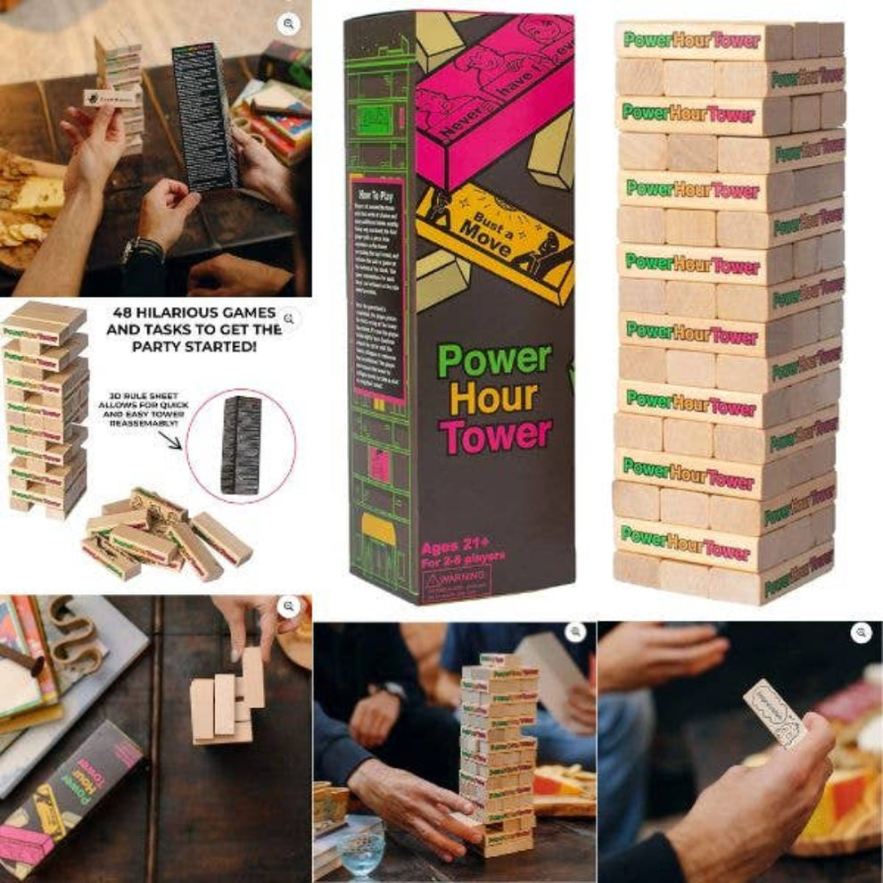 Power Hour Tower Blocks – Party Jenga with a Twist – The Game Store