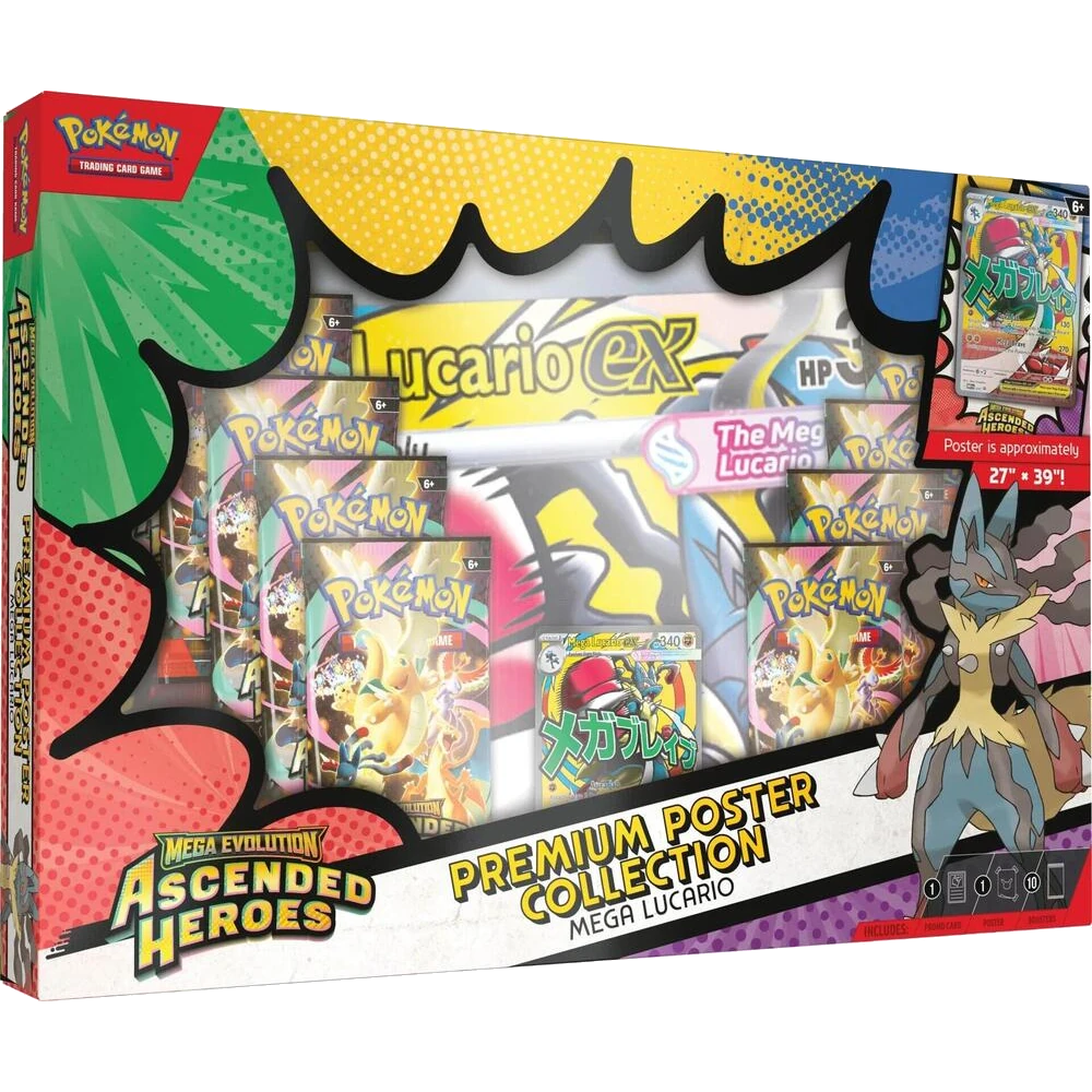 mega evolution ascended heroes premium poster collection lucario