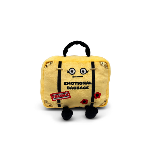 punchkins emotional baggage luggage plush fragile yellow