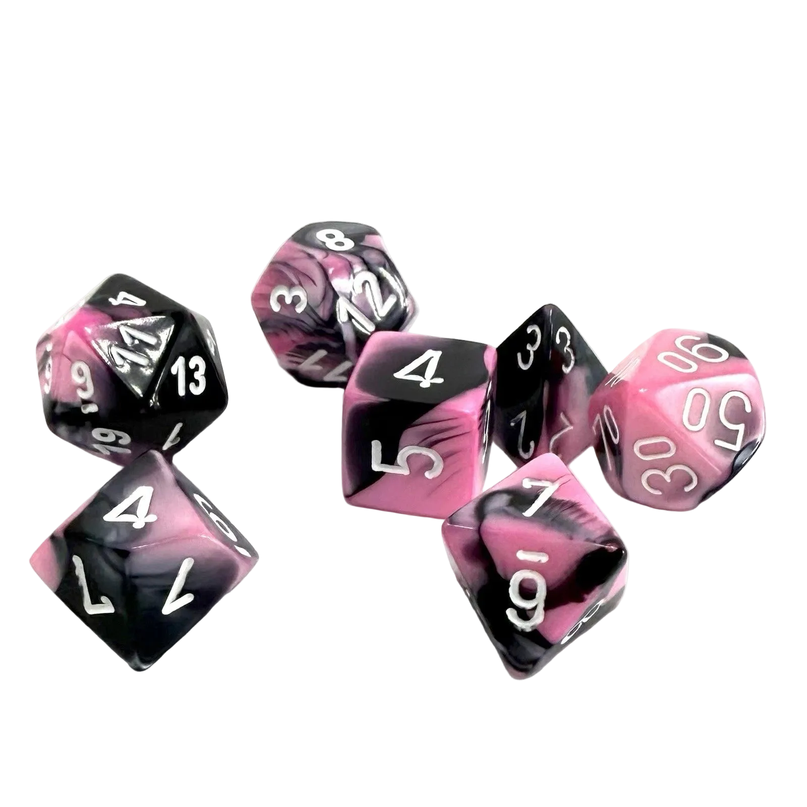 chessex poly mini seven set dice pink black white