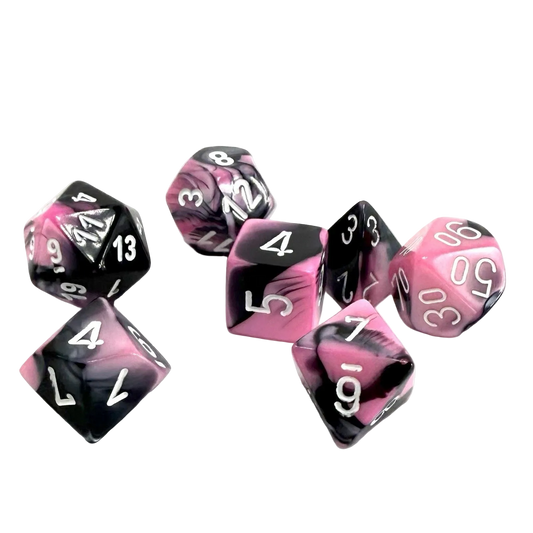 chessex poly mini seven set dice pink black white