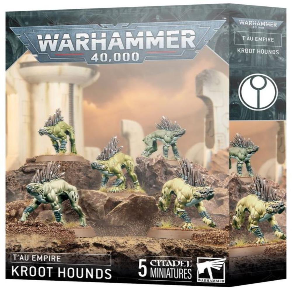 Warhammer 40,000 T u Empire Kroot Hounds miniatures set on packaging