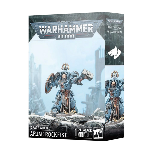Warhammer 40 000 – Space Wolves – Arjac Rockfist – Kit Plastique 22 Pièces – Champion Terminator – Marteau Foehammer – À Monter Et Peindre – Base 50 Mm